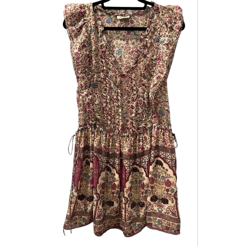 Zadig & Voltaire Rimana Print Mini Dress Women's Size Small Floral Beaded Purple